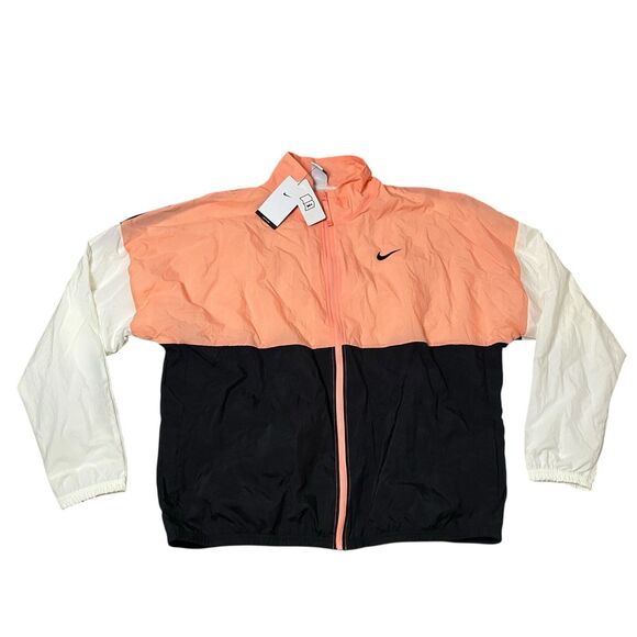 Nike Windbreaker Jacket Mens Black Peach Colorblock Retro Logo Active XL Tall - Picture 2 of 11